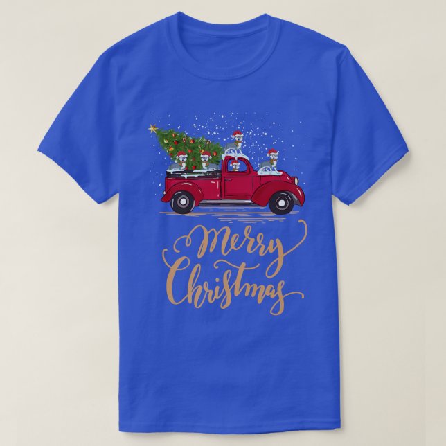 Funny Wolf Driving Christmas Tree Truck Wolf Chris T-Shirt (Design Front)