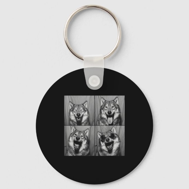 Funny Wolf Photo Booth Sungles Dog  Key Ring (Front)