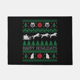 Funny Wolves Wolf Lover Ugly Christmas Sweater Doormat