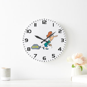 Funny Woman Carrying Emotional Baggage Large Clock