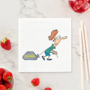 Funny Woman Carrying Emotional Baggage Napkin