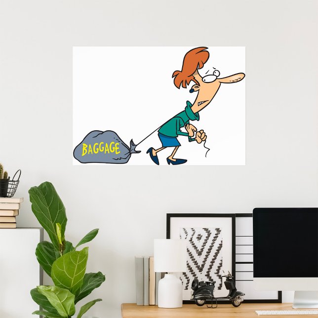 Funny Woman Carrying Emotional Baggage Poster (Creator Uploaded)