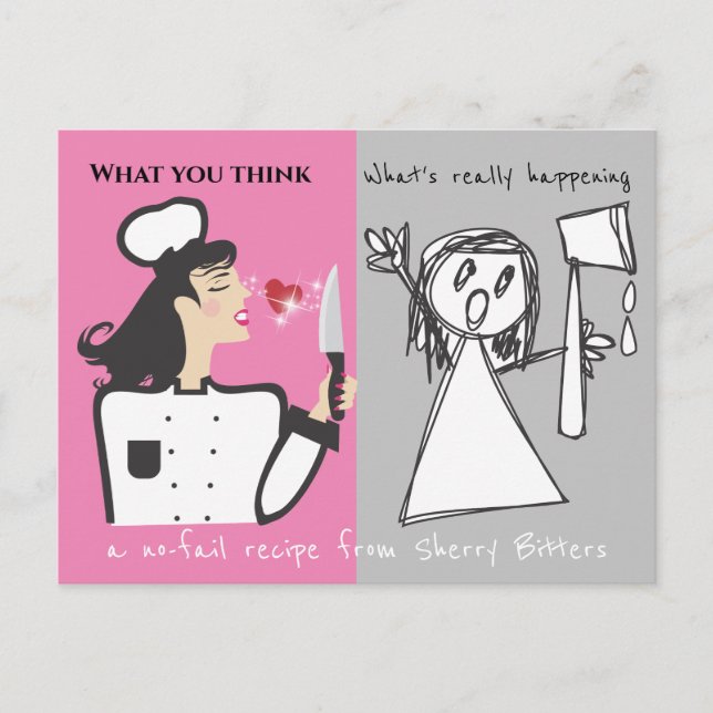 Funny woman chef fantasy personalised recipe card (Front)