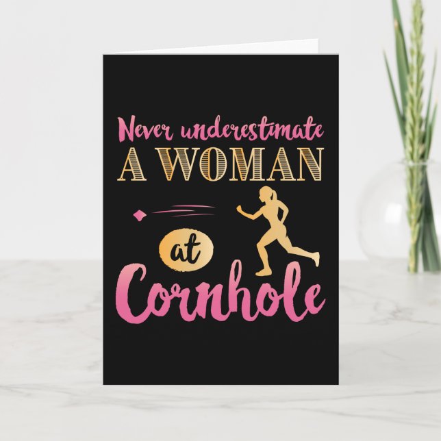 Funny Woman Cornhole Birthday Gift Mom Card (Front)