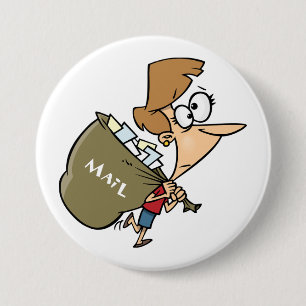 Funny Woman Hauling Heavy Mail Bag 7.5 Cm Round Badge
