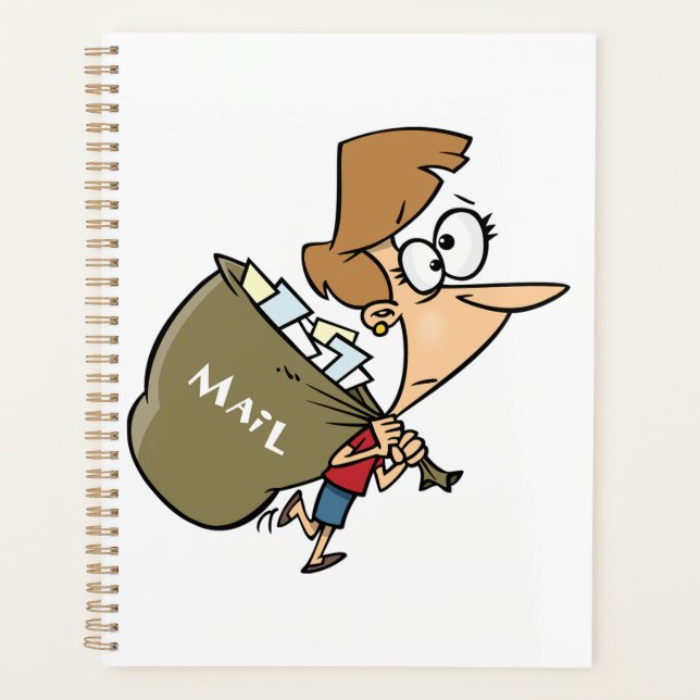 Funny Woman Hauling Heavy Mail Bag Planner (Front)