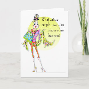 Funny woman humour birthday card - must see back