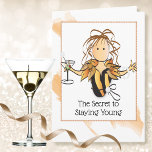 Funny Woman Snarky Cartoon for her Birthday Card<br><div class="desc">Is someone always fretting about getting older?  Well this card tells her how she can young with a bit of snarky humour :)</div>