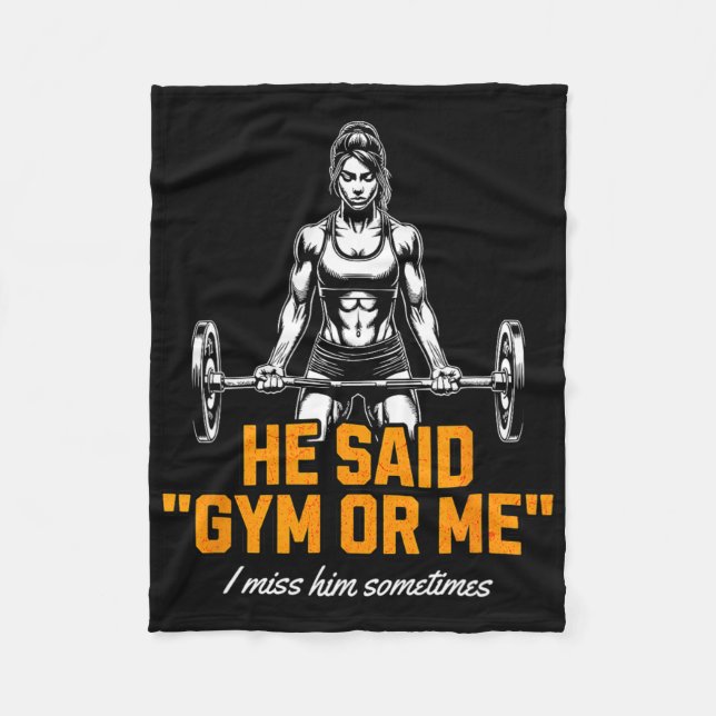 Funny Woman Weightlifting Bodybuilding Saying Grap Fleece Blanket (Front)