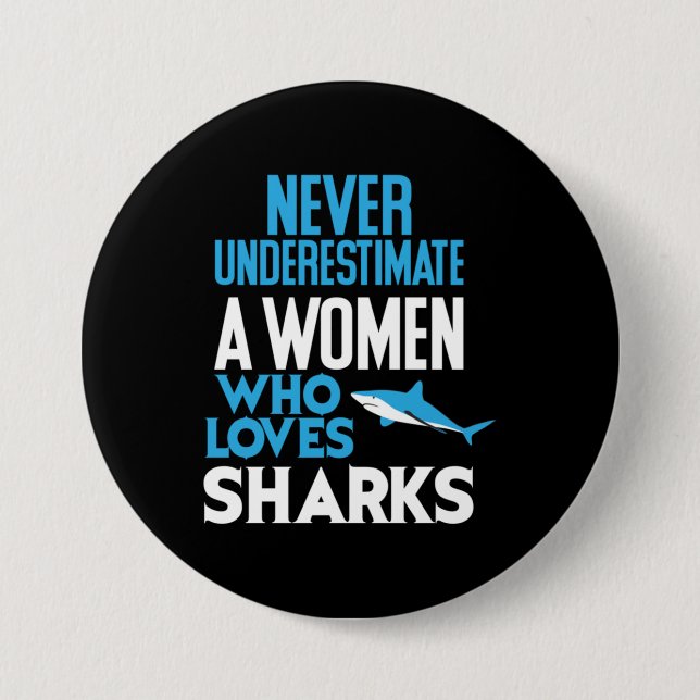Funny Woman Who Loves Sharks 7.5 Cm Round Badge (Front)
