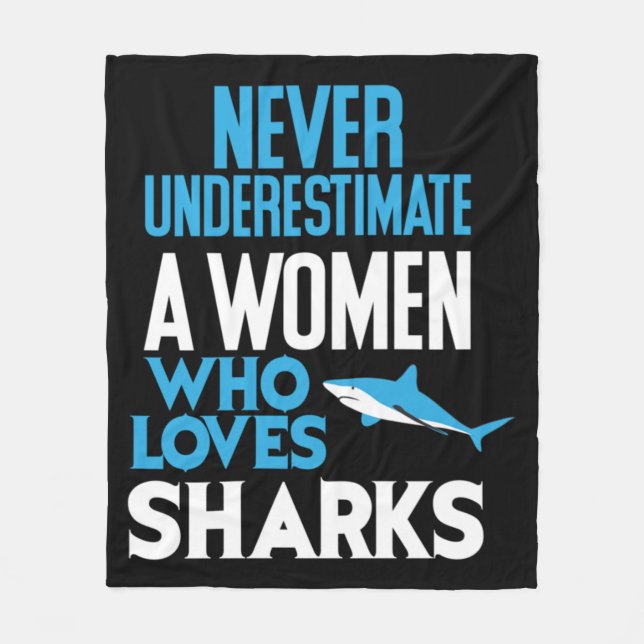 Funny Woman Who Loves Sharks Fleece Blanket (Front)