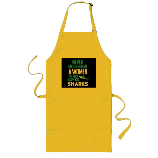 Funny Woman Who Loves Sharks Long Apron (Front)