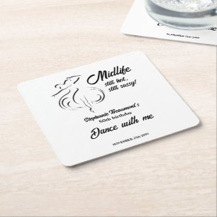 Funny Woman's Midlife Still Hot 50th Birthday Square Paper Coaster