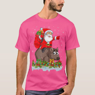 Funny Wombat Lover Santa Riding Wombat Christmas T-Shirt