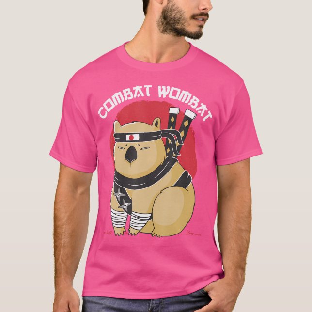 Funny Wombat Ninja Combat Wombat T-Shirt (Front)