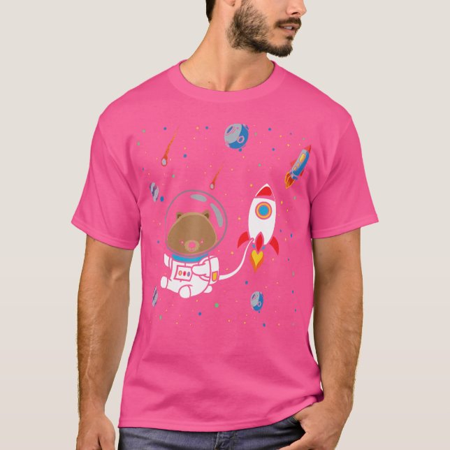 Funny Wombat Outer Space Australian Wombat Lover T-Shirt (Front)
