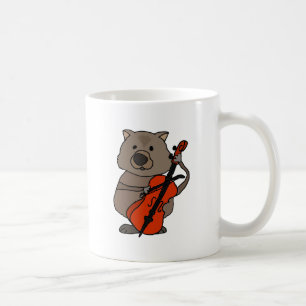 Funny Wombat Playing Cello Cartoon Coffee Mug