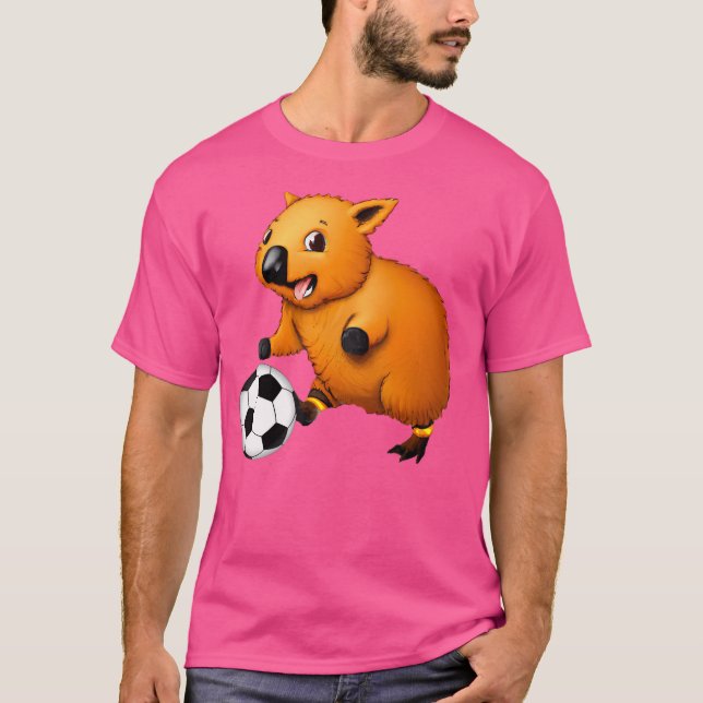 Funny Wombat Playing Soccer Sports Game Wombat Lov T-Shirt (Front)