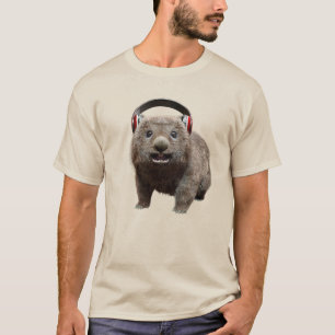 Funny Wombat with headphones Cool Animal T-Shirt