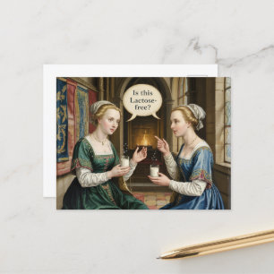 Funny Women Asking Is This Lactose Free? Postcard