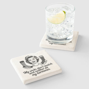Funny Women Over 40 Sock Stone Coaster