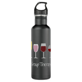 Funny Women Wine Gift Idea Tee - Group Therapy Rag 710 Ml Water Bottle