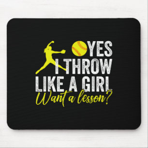 Funny Women's Softll I Know I Throw Like A Girl Pi Mouse Mat