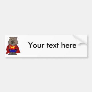 Funny Wonder Wombat Superhero Cartoon Art Bumper Sticker
