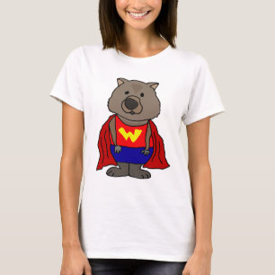 Funny Wonder Wombat Superhero Cartoon Art T-Shirt