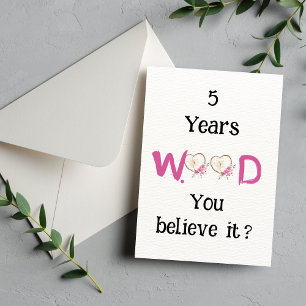 Funny Wood Anniversary Card, 5th Anniversary Card