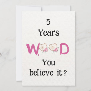 Funny Wood Anniversary Card, 5th Anniversary Card