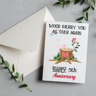 Funny Wood Anniversary Card from Wife, 5th Wedding