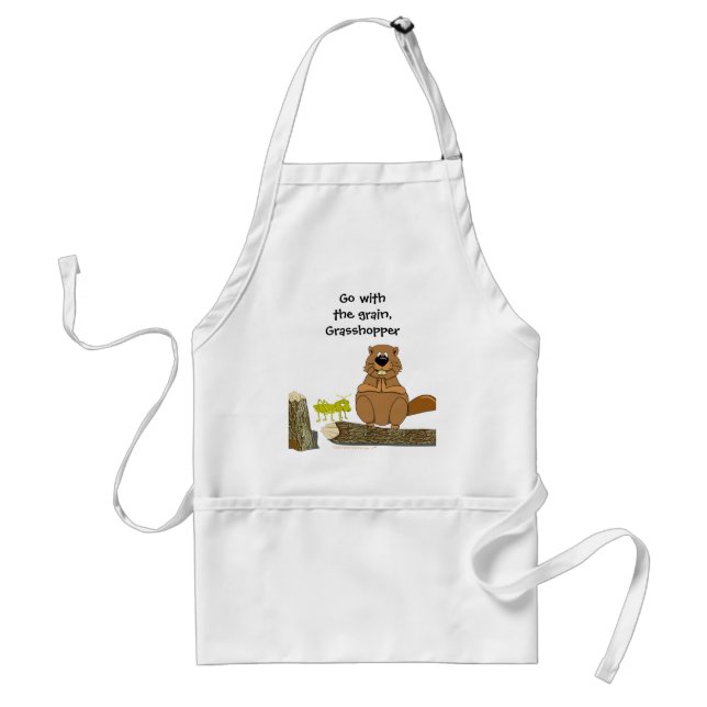 Funny Wood Turning Beaver and Grasshopper Cartoon Standard Apron (Front)