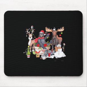 Funny Woodland Critter Christmas Gathering For Ani Mouse Mat