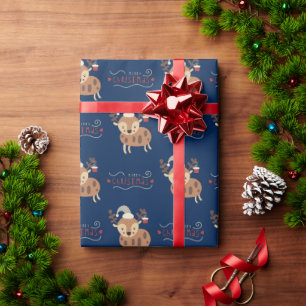 Funny Woodland Forest Animal Reindeer Kids Xmas Wrapping Paper
