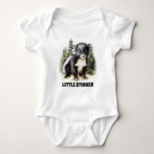 funny woodland skunk add text baby bodysuit