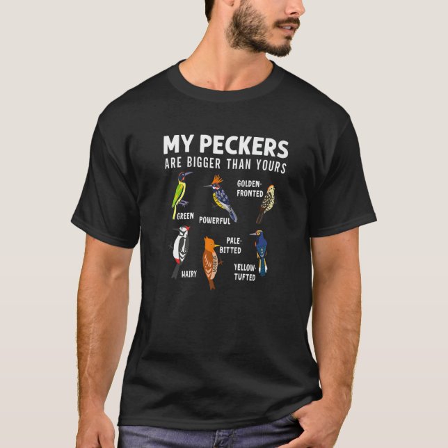 Funny Woodpeckers Bird Collection Birdwatchers Orn T-Shirt (Front)
