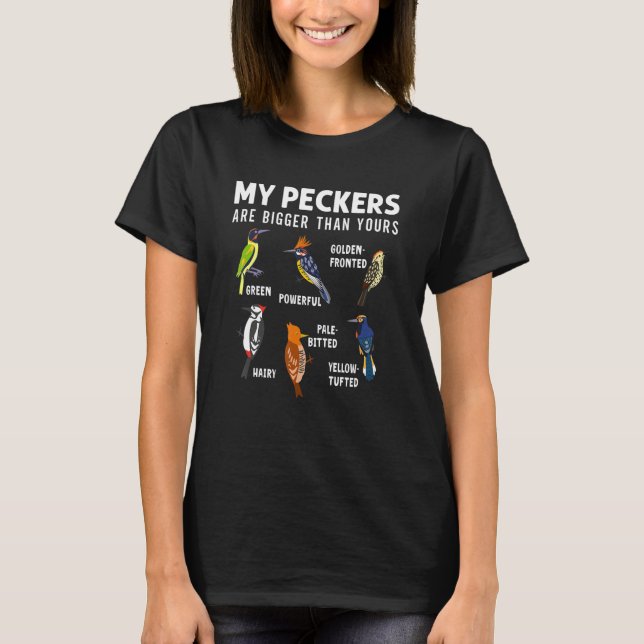 Funny Woodpeckers Bird Collection Birdwatchers Orn T-Shirt (Front)