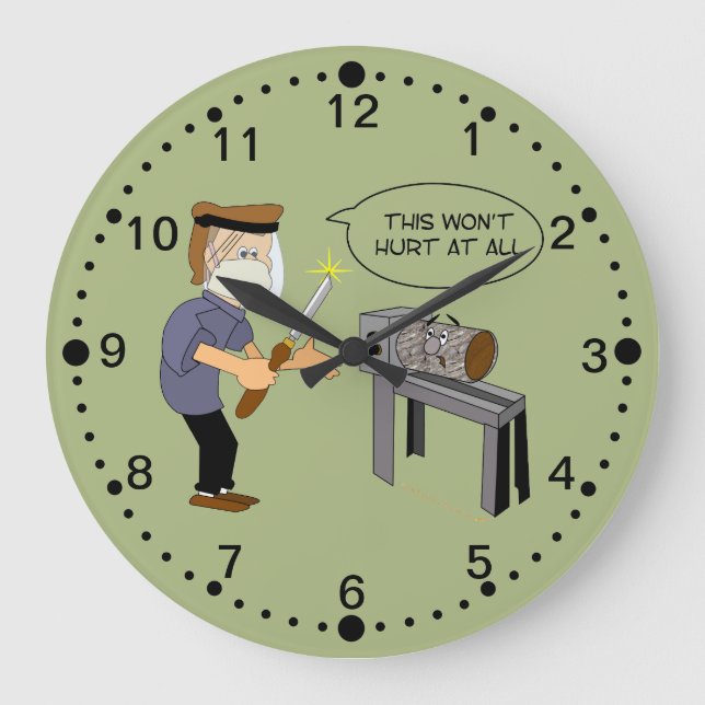Funny Woodturning Cartoon Clock with Minutes (Front)