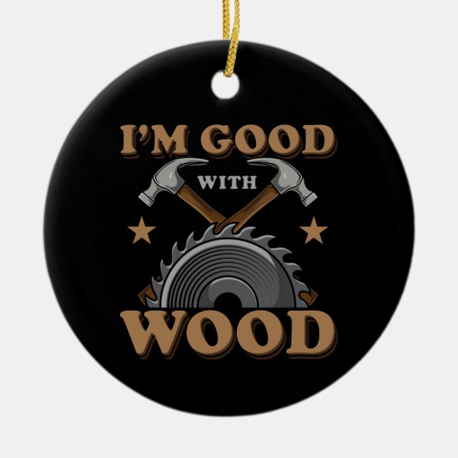 Funny Woodworking Ceramic Tree Decoration (Front)