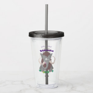Funny woolly mammoth cartoon illustration acrylic tumbler