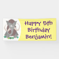 Funny woolly mammoth cartoon illustration