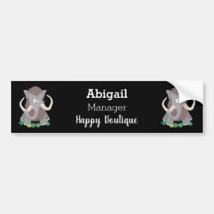 Funny woolly mammoth cartoon illustration bumper sticker