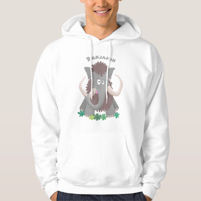Funny woolly mammoth cartoon illustration hoodie (Front)