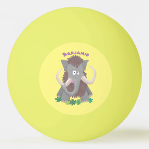 Funny woolly mammoth cartoon illustration ping pong ball