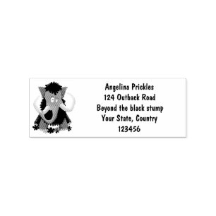 Funny woolly mammoth cartoon illustration rubber stamp