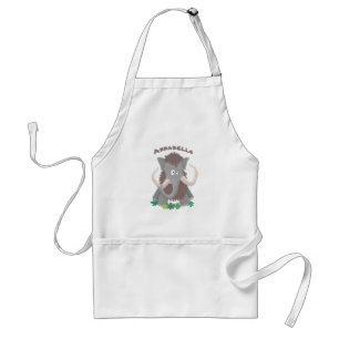 Funny woolly mammoth cartoon illustration standard apron