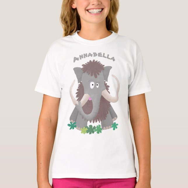 Funny woolly mammoth cartoon illustration T-Shirt (Front)