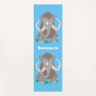 Funny woolly mammoth cartoon illustration yoga mat