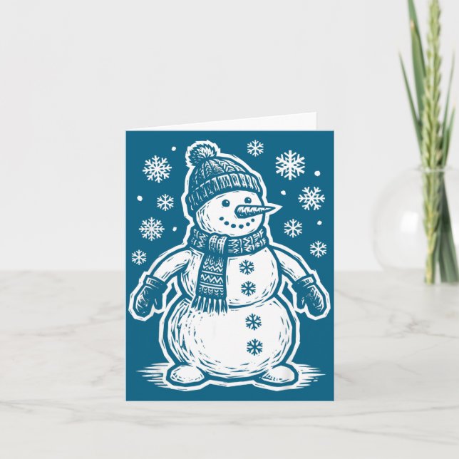 Funny Woout Snowman Winter Holiday Christmas Snowf Card (Front)